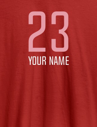 Number and Name On Red Color Personalized T-Shirt for Women