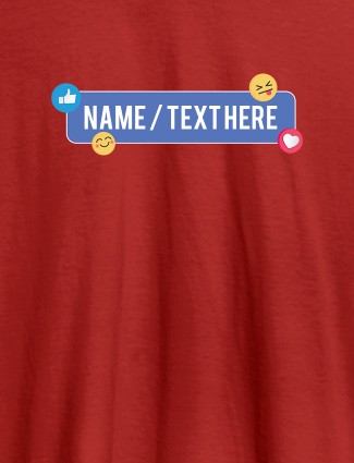 Your Name with Emojis On Red Color Customized Womens T-Shirt