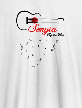Personalised Womens T Shirt With Name Guitar Design White Color