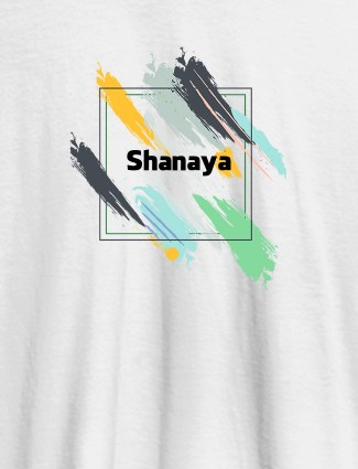 Personalised Womens T Shirt Name With Abstract Design White Color