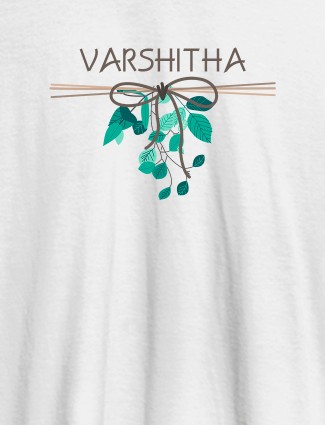 Personalised Womens T Shirt Name With Knot Design White Color