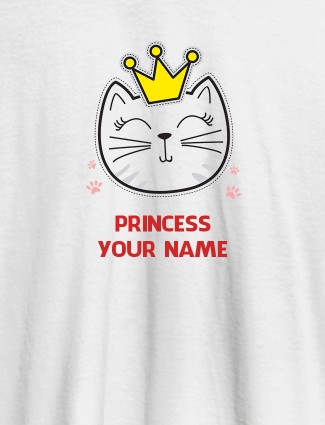 Princess Cat Personalised Womens T Shirt With Name White Color