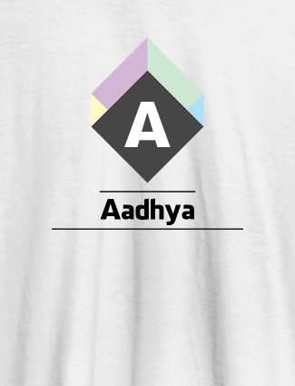 Personalised Womens T Shirt With Name Cubic Design White Color