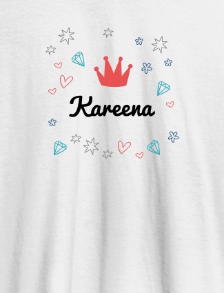 Crown Design with Your Name On White Color Customized Tshirt for Women