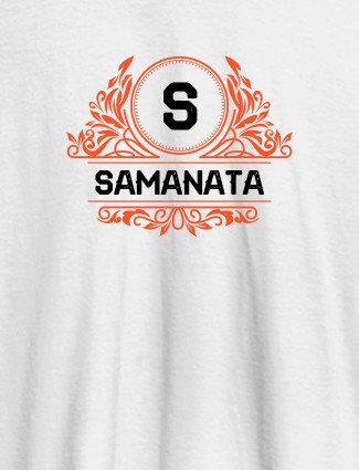 Shield Design with Text and Initial On White Color Customized Tshirt for Women