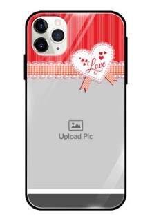 Apple iPhone 11 Pro Max Custom Glass Mobile Case  - Red Love Pattern Design
