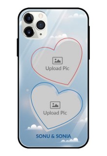 Apple iPhone 11 Pro Max Custom Glass Mobile Case  - Blue Color Couple Design 