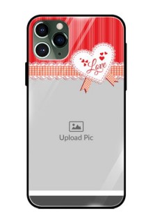 Apple iPhone 11 Pro Custom Glass Mobile Case  - Red Love Pattern Design