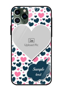 Apple iPhone 11 Pro Custom Glass Phone Case  - Pink & Blue Heart Design