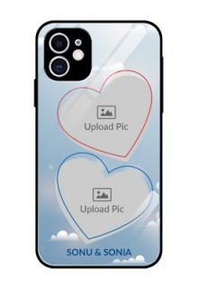 Apple iPhone 11 Custom Glass Mobile Case  - Blue Color Couple Design 