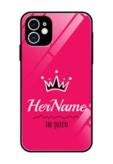 Iphone 11 Glass Phone Case Queen with Name