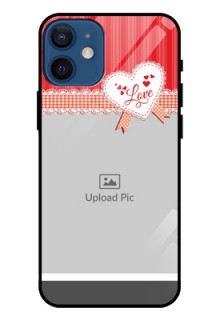 Iphone 12 Mini Custom Glass Mobile Case  - Red Love Pattern Design