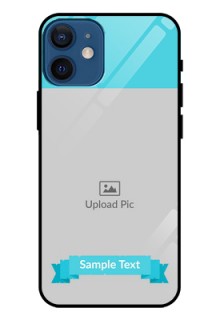 Iphone 12 Mini Personalized Glass Phone Case  - Simple Blue Color Design