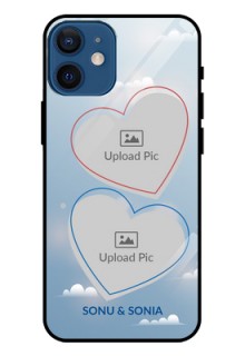 Iphone 12 Mini Custom Glass Mobile Case  - Blue Color Couple Design 