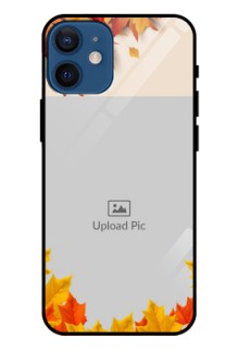 Iphone 12 Mini Photo Printing on Glass Case  - Autumn Maple Leaves Design