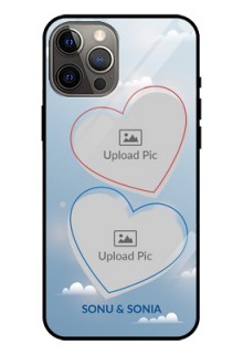 Iphone 12 Pro Max Custom Glass Mobile Case  - Blue Color Couple Design 