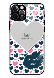 Iphone 12 Pro Custom Glass Phone Case  - Pink & Blue Heart Design