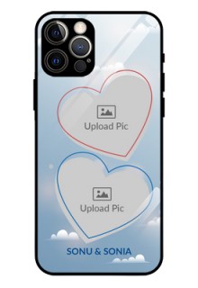 Iphone 12 Pro Custom Glass Mobile Case  - Blue Color Couple Design 