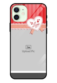 Iphone 12 Custom Glass Mobile Case  - Red Love Pattern Design