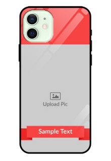 Iphone 12 Custom Glass Phone Case  - Simple Red Color Design