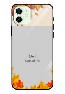Iphone 12 Photo Printing on Glass Case  - Autumn Maple Leaves Design