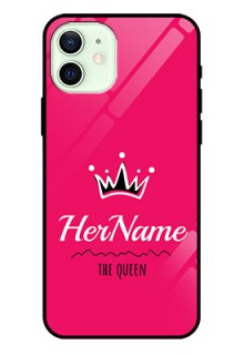 Iphone 12 Glass Phone Case Queen with Name