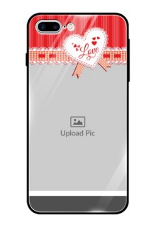 Apple iPhone 7 Plus Custom Glass Mobile Case  - Red Love Pattern Design