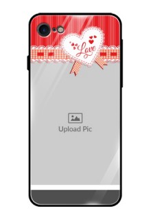 Apple iPhone 7 Custom Glass Mobile Case  - Red Love Pattern Design