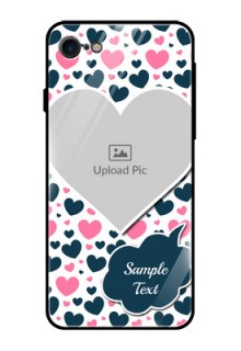Apple iPhone 7 Custom Glass Phone Case  - Pink & Blue Heart Design