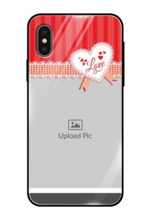 Apple iPhone X Custom Glass Mobile Case  - Red Love Pattern Design