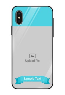 Apple iPhone X Personalized Glass Phone Case  - Simple Blue Color Design