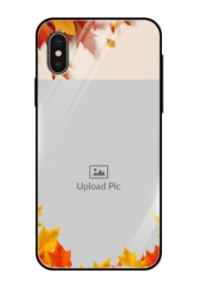 Apple iPhone X Photo Printing on Glass Case  - Autumn Maple Leaves Design
