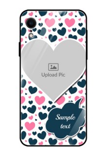 Apple iPhone XR Custom Glass Phone Case  - Pink & Blue Heart Design