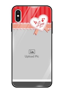 Apple iPhone XS Max Custom Glass Mobile Case  - Red Love Pattern Design