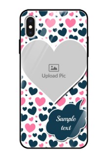 Apple iPhone XS Max Custom Glass Phone Case  - Pink & Blue Heart Design