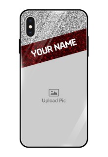 Apple iPhone XS Max Personalized Glass Phone Case  - Image Holder with Glitter Strip Design
