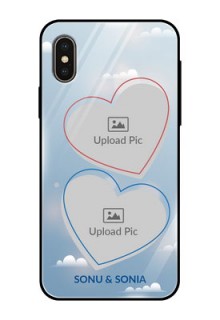 iPhone XS Custom Glass Mobile Case  - Blue Color Couple Design 