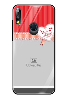 Zenfone Max pro M2 Custom Glass Mobile Case  - Red Love Pattern Design