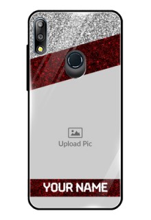 Zenfone Max pro M2 Personalized Glass Phone Case  - Image Holder with Glitter Strip Design