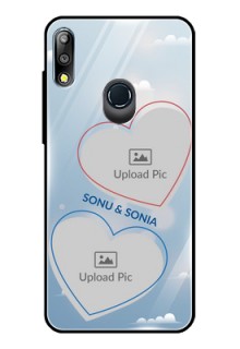 Zenfone Max pro M2 Custom Glass Mobile Case  - Blue Color Couple Design 
