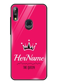 Zenfone Max pro M2 Glass Phone Case Queen with Name