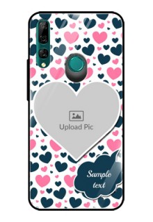 Huawei Y9 Prime Custom Glass Phone Case  - Pink & Blue Heart Design