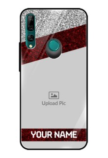 Huawei Y9 Prime Personalized Glass Phone Case  - Image Holder with Glitter Strip Design