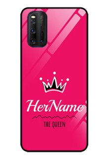 iQOO 3 5G Glass Phone Case Queen with Name