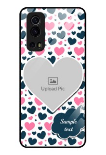 iQOO Z3 5G Custom Glass Phone Case - Pink & Blue Heart Design