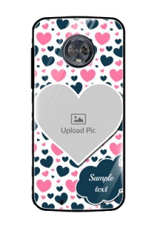 Moto G6 Custom Glass Phone Case  - Pink & Blue Heart Design