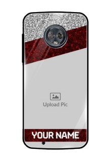 Moto G6 Personalized Glass Phone Case  - Image Holder with Glitter Strip Design