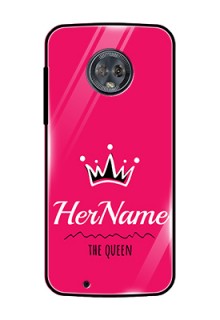Moto G6 Glass Phone Case Queen with Name