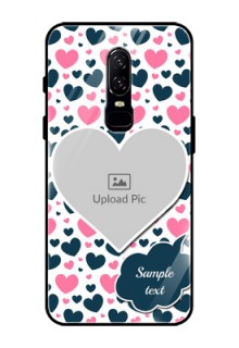 OnePlus 6 Custom Glass Phone Case  - Pink & Blue Heart Design