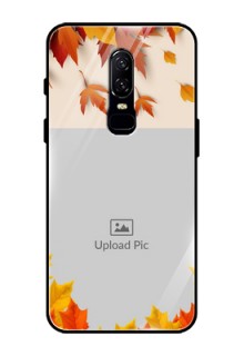 OnePlus 6 Photo Printing on Glass Case  - Autumn Maple Leaves Design